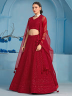 ROSE RED GEORGETTE BRIDESMAID LEHENGA CHOLI