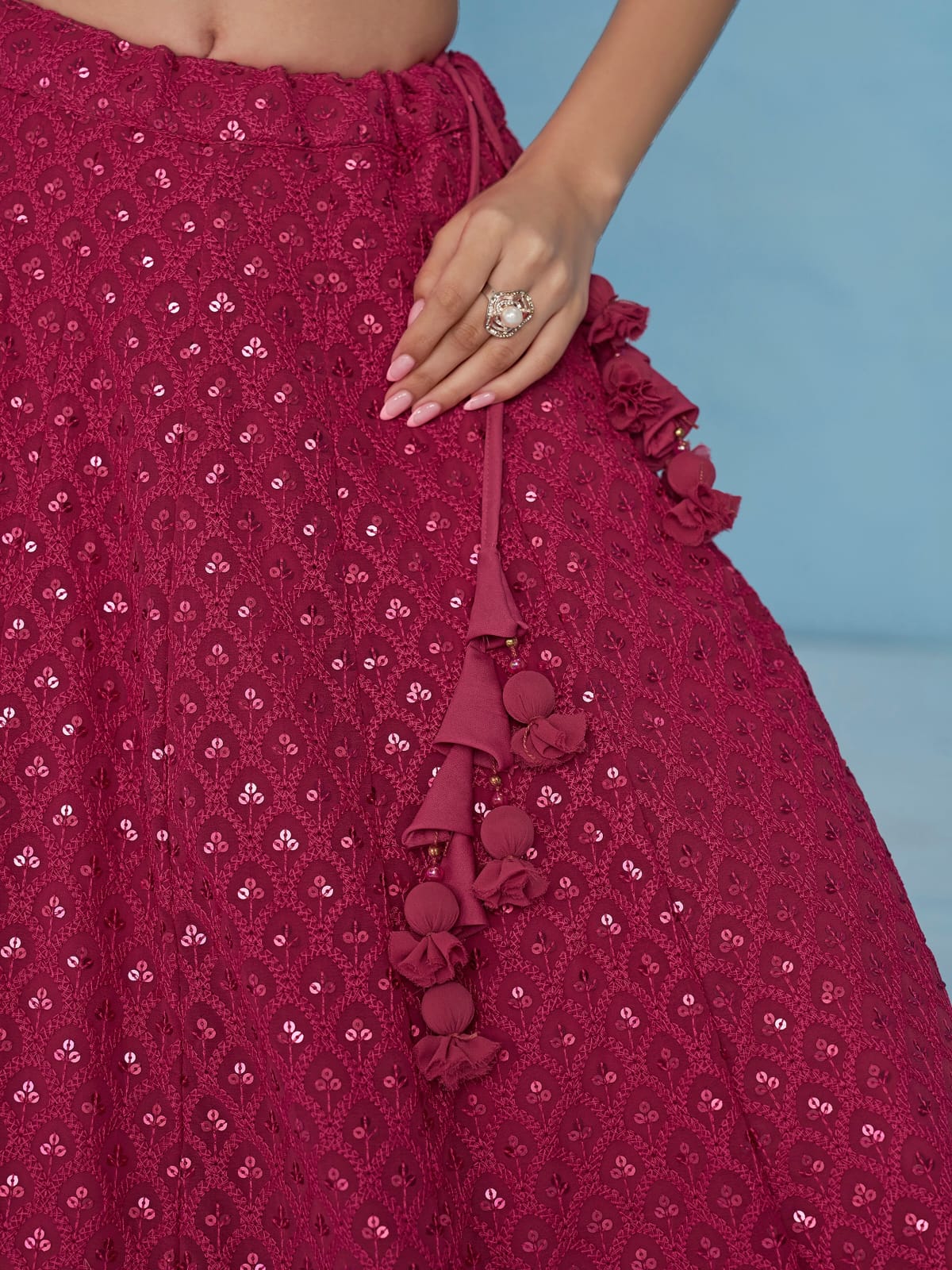 LOTUS PINK GEORGETTE BRIDESMAID LEHENGA CHOLI