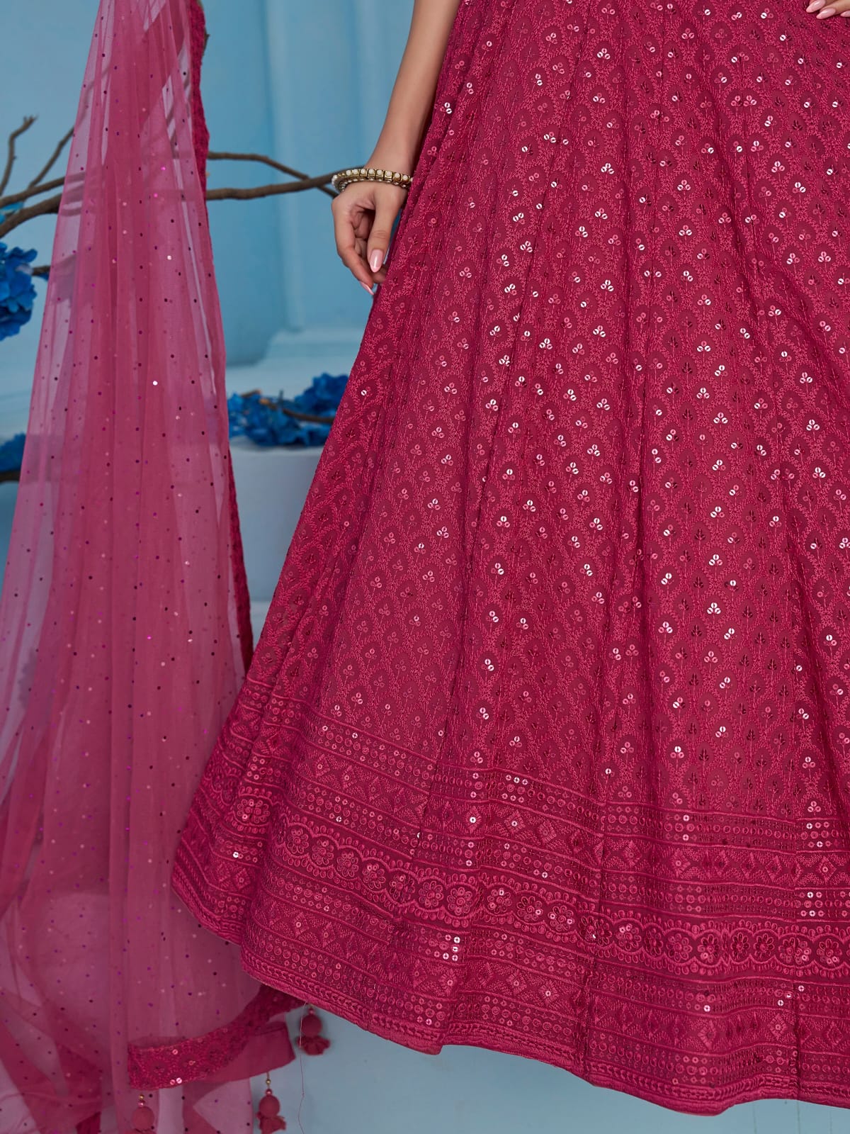 LOTUS PINK GEORGETTE BRIDESMAID LEHENGA CHOLI