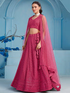 LOTUS PINK GEORGETTE BRIDESMAID LEHENGA CHOLI