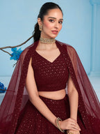 MAROON GEORGETTE BRIDESMAID LEHENGA CHOLI