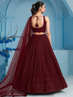 MAROON GEORGETTE BRIDESMAID LEHENGA CHOLI