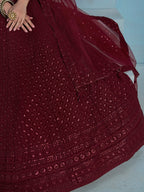 MAROON GEORGETTE BRIDESMAID LEHENGA CHOLI