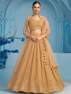 BEIGE GEORGETTE BRIDESMAID LEHENGA CHOLI