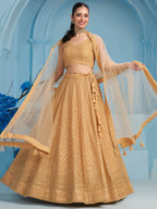 BEIGE GEORGETTE BRIDESMAID LEHENGA CHOLI