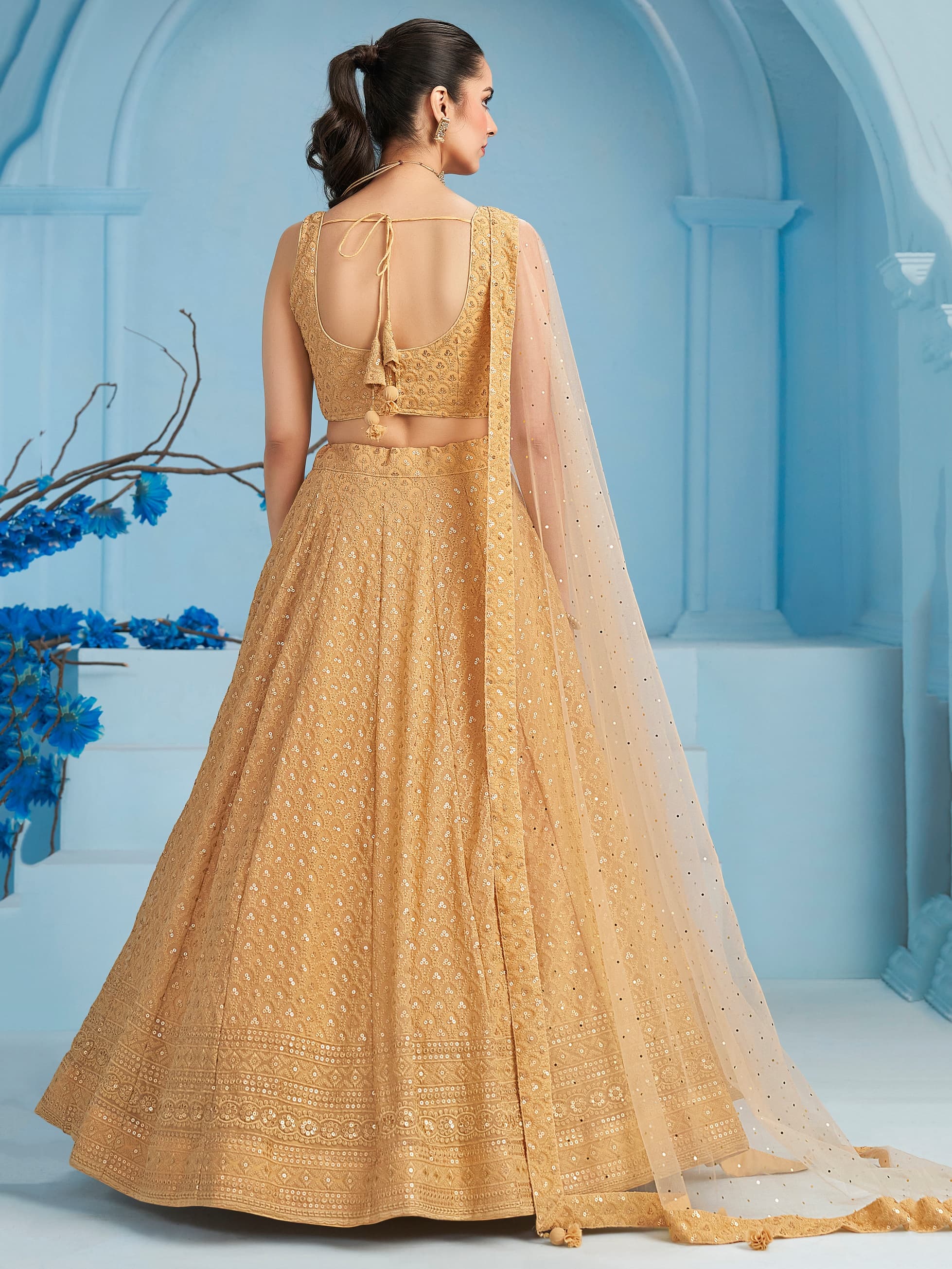 BEIGE GEORGETTE BRIDESMAID LEHENGA CHOLI