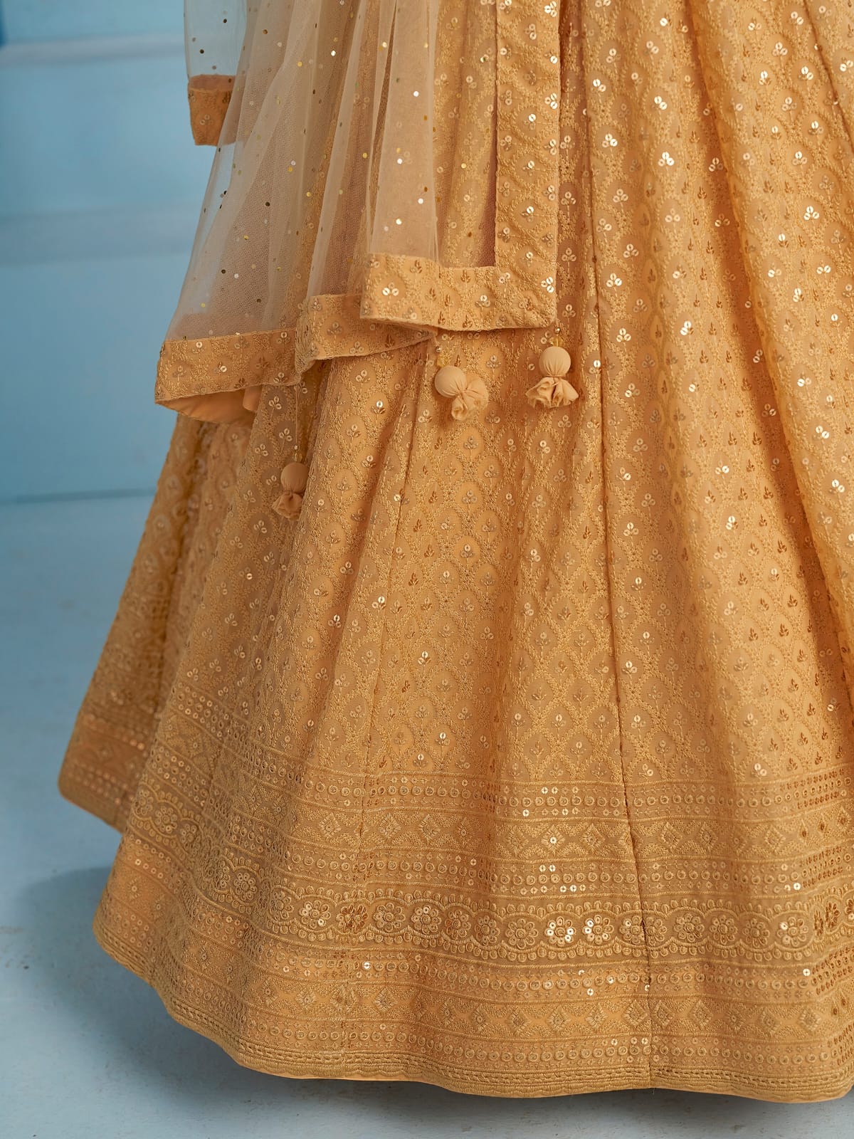 BEIGE GEORGETTE BRIDESMAID LEHENGA CHOLI