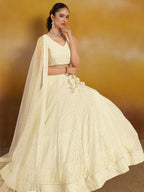 CREAM WHITE GEORGETTE BRIDESMAID LEHENGA CHOLI