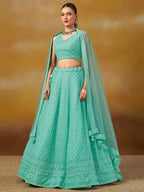 TEAL BLUE GEORGETTE BRIDESMAID LEHENGA CHOLI