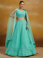 TEAL BLUE GEORGETTE BRIDESMAID LEHENGA CHOLI