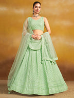 PARROT GREEN GEORGETTE BRIDESMAID LEHENGA CHOLI