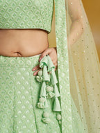 PARROT GREEN GEORGETTE BRIDESMAID LEHENGA CHOLI