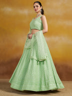 PARROT GREEN GEORGETTE BRIDESMAID LEHENGA CHOLI