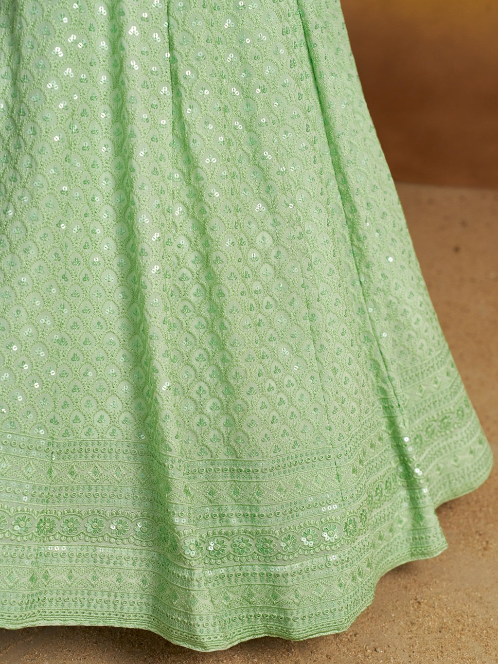 PARROT GREEN GEORGETTE BRIDESMAID LEHENGA CHOLI