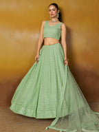 PARROT GREEN GEORGETTE BRIDESMAID LEHENGA CHOLI
