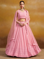 ROSE PINK GEORGETTE BRIDESMAID LEHENGA CHOLI