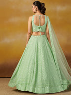 PARROT GREEN GEORGETTE BRIDESMAID LEHENGA CHOLI