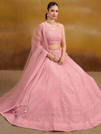 ROSE PINK GEORGETTE BRIDESMAID LEHENGA CHOLI