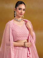 ROSE PINK GEORGETTE BRIDESMAID LEHENGA CHOLI