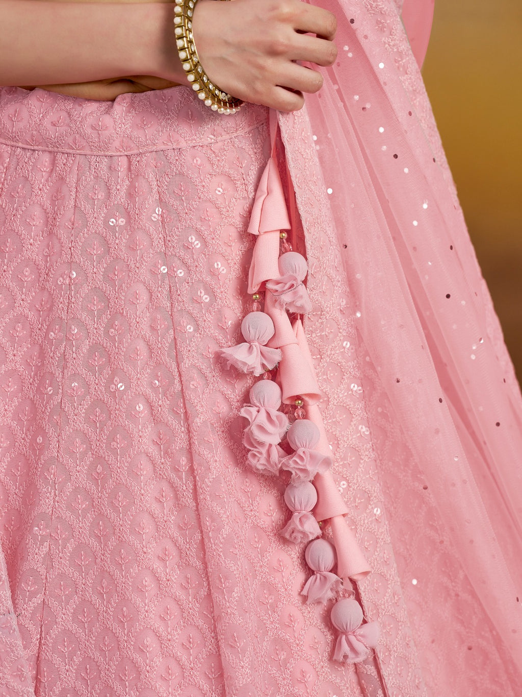 ROSE PINK GEORGETTE BRIDESMAID LEHENGA CHOLI