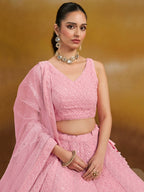 ROSE PINK GEORGETTE BRIDESMAID LEHENGA CHOLI