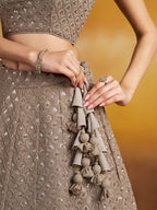 GREY GEORGETTE BRIDESMAID LEHENGA CHOLI