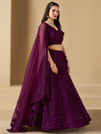 WINE GEORGETTE BRIDESMAID LEHENGA CHOLI