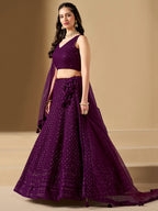 WINE GEORGETTE BRIDESMAID LEHENGA CHOLI