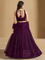 WINE GEORGETTE BRIDESMAID LEHENGA CHOLI