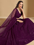 WINE GEORGETTE BRIDESMAID LEHENGA CHOLI