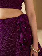 WINE GEORGETTE BRIDESMAID LEHENGA CHOLI
