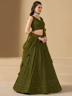 MEHENDI GREEN GEORGETTE BRIDESMAID LEHENGA CHOLI