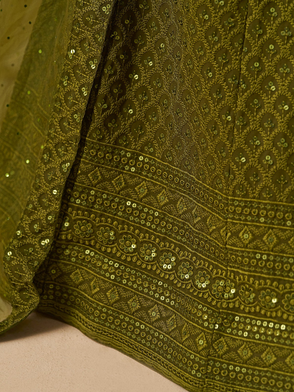 MEHENDI GREEN GEORGETTE BRIDESMAID LEHENGA CHOLI