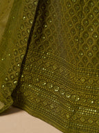 MEHENDI GREEN GEORGETTE BRIDESMAID LEHENGA CHOLI
