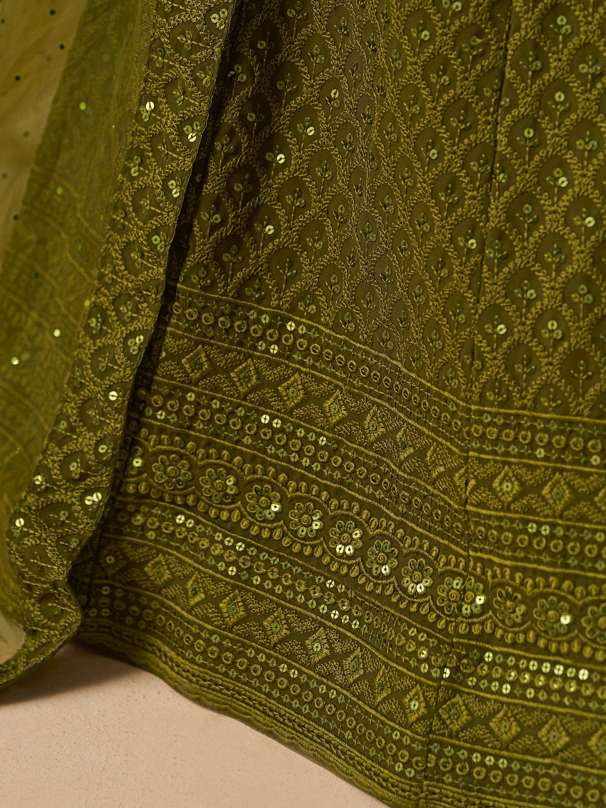 MEHENDI GREEN GEORGETTE BRIDESMAID LEHENGA CHOLI
