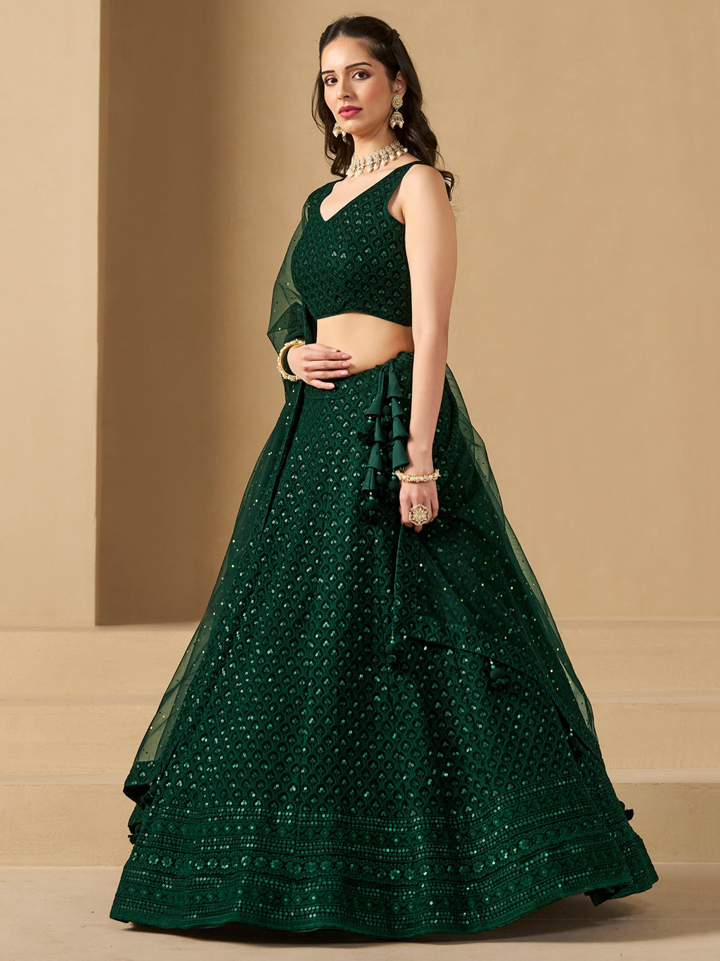 PINE GREEN LEHENGA CHOLI