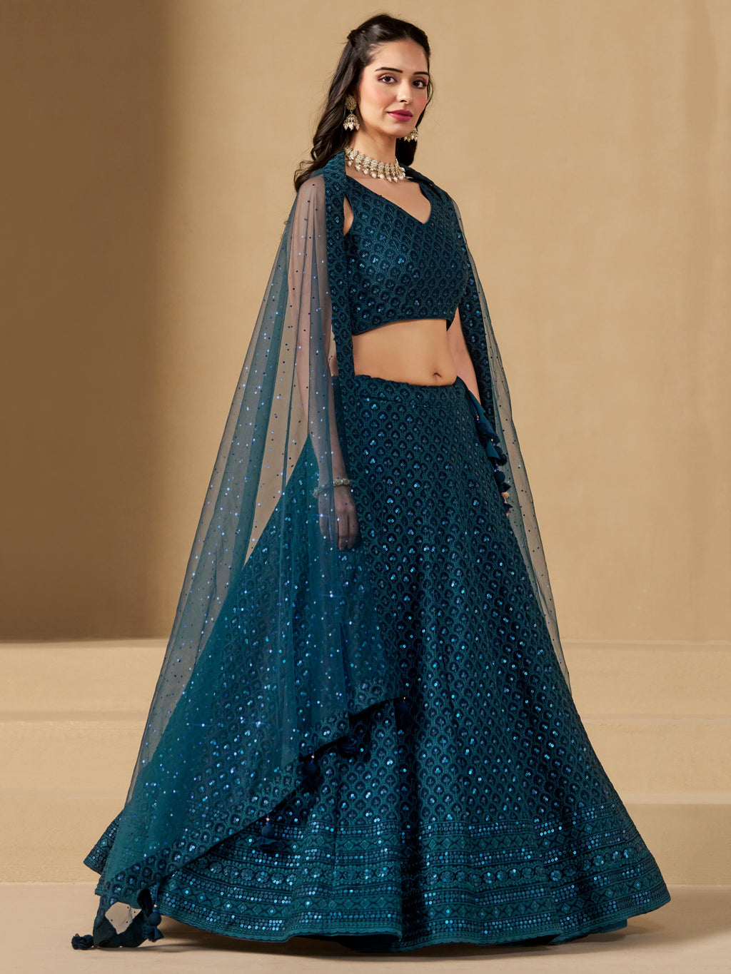 PEACOCK BLUE LEHENGA CHOLI