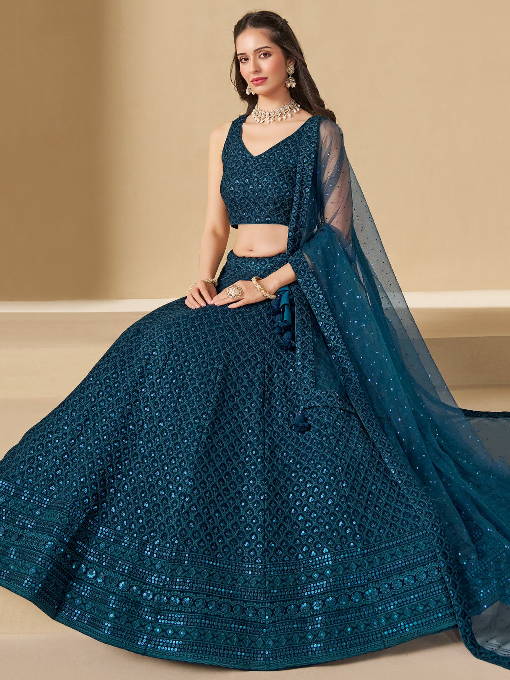 PEACOCK BLUE LEHENGA CHOLI