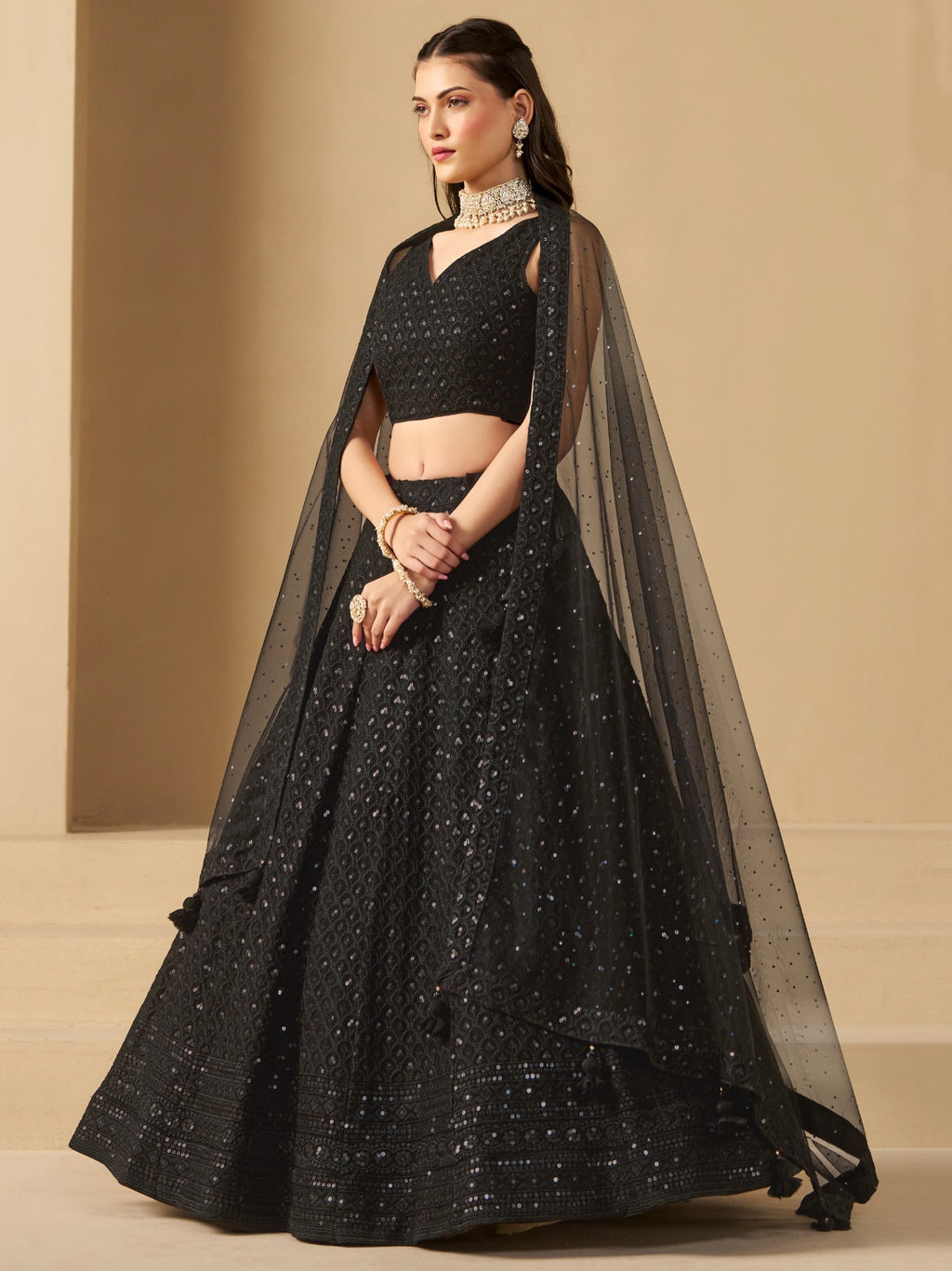 CHARCOAL BLACK LEHENGA CHOLI