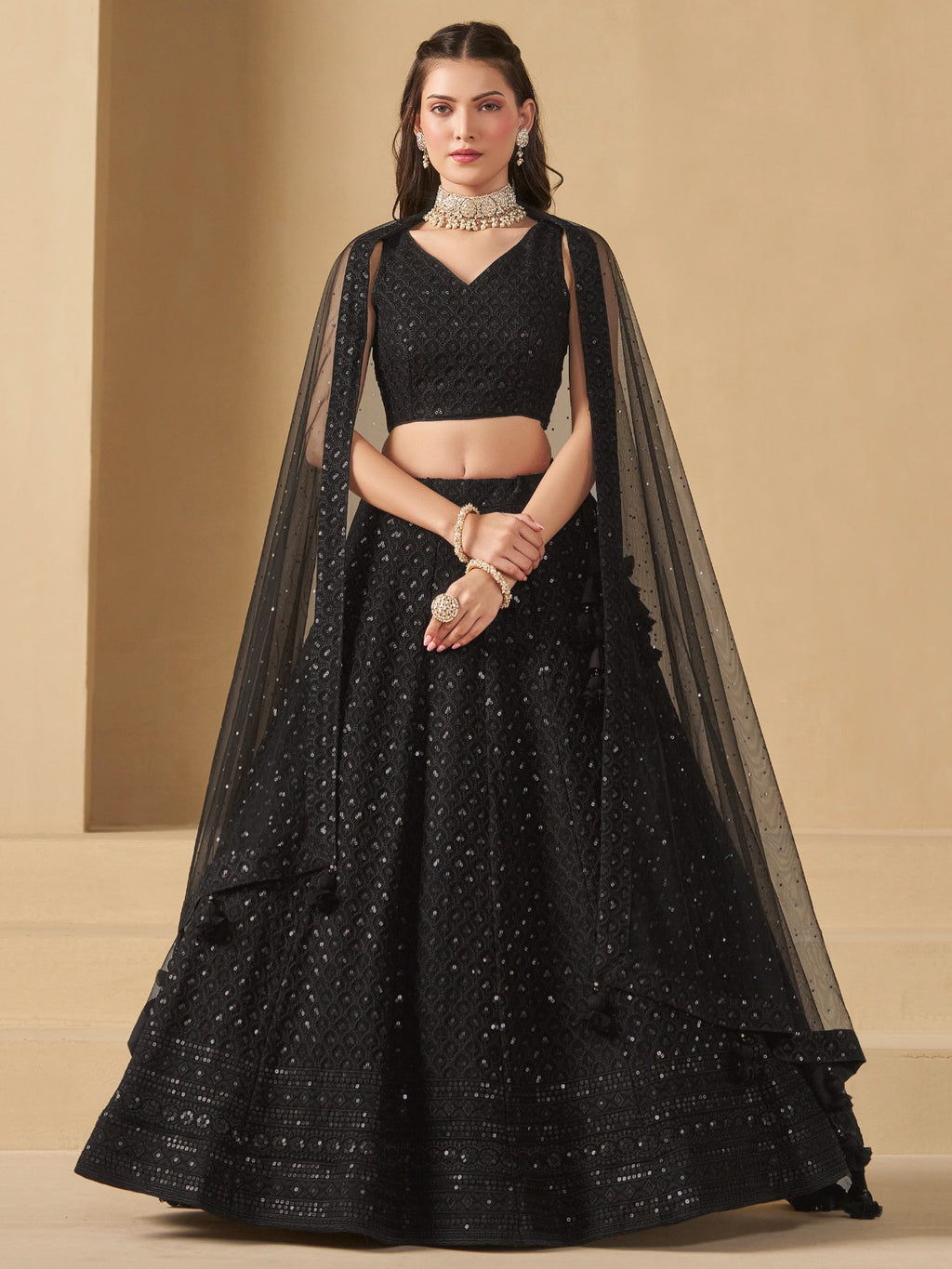 CHARCOAL BLACK LEHENGA CHOLI