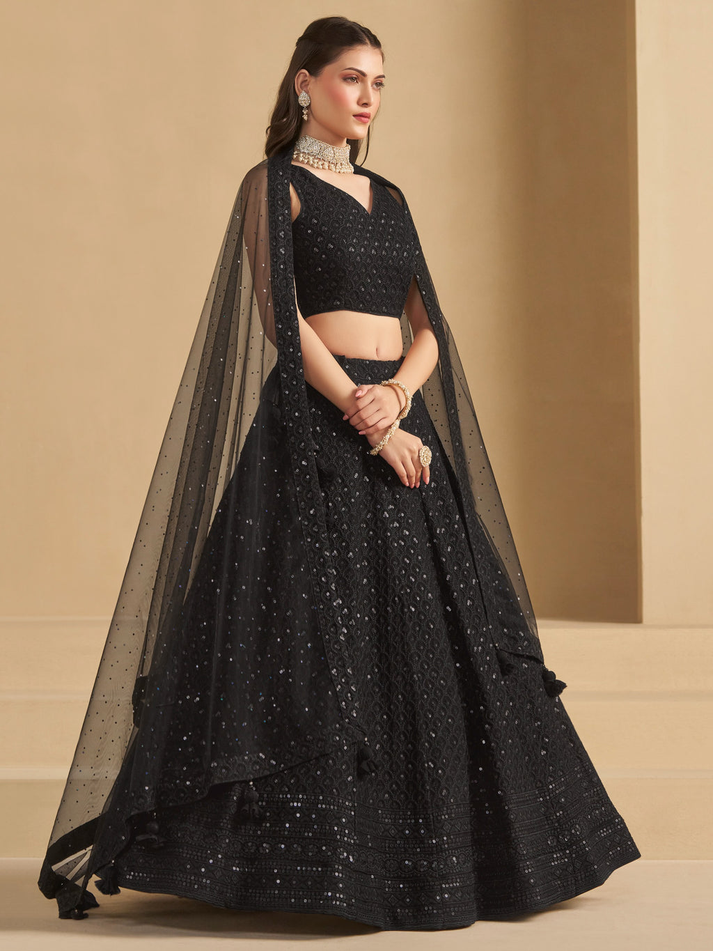 CHARCOAL BLACK LEHENGA CHOLI
