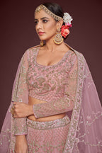PEARL PINK SOFT NET LEHENGA CHOLI