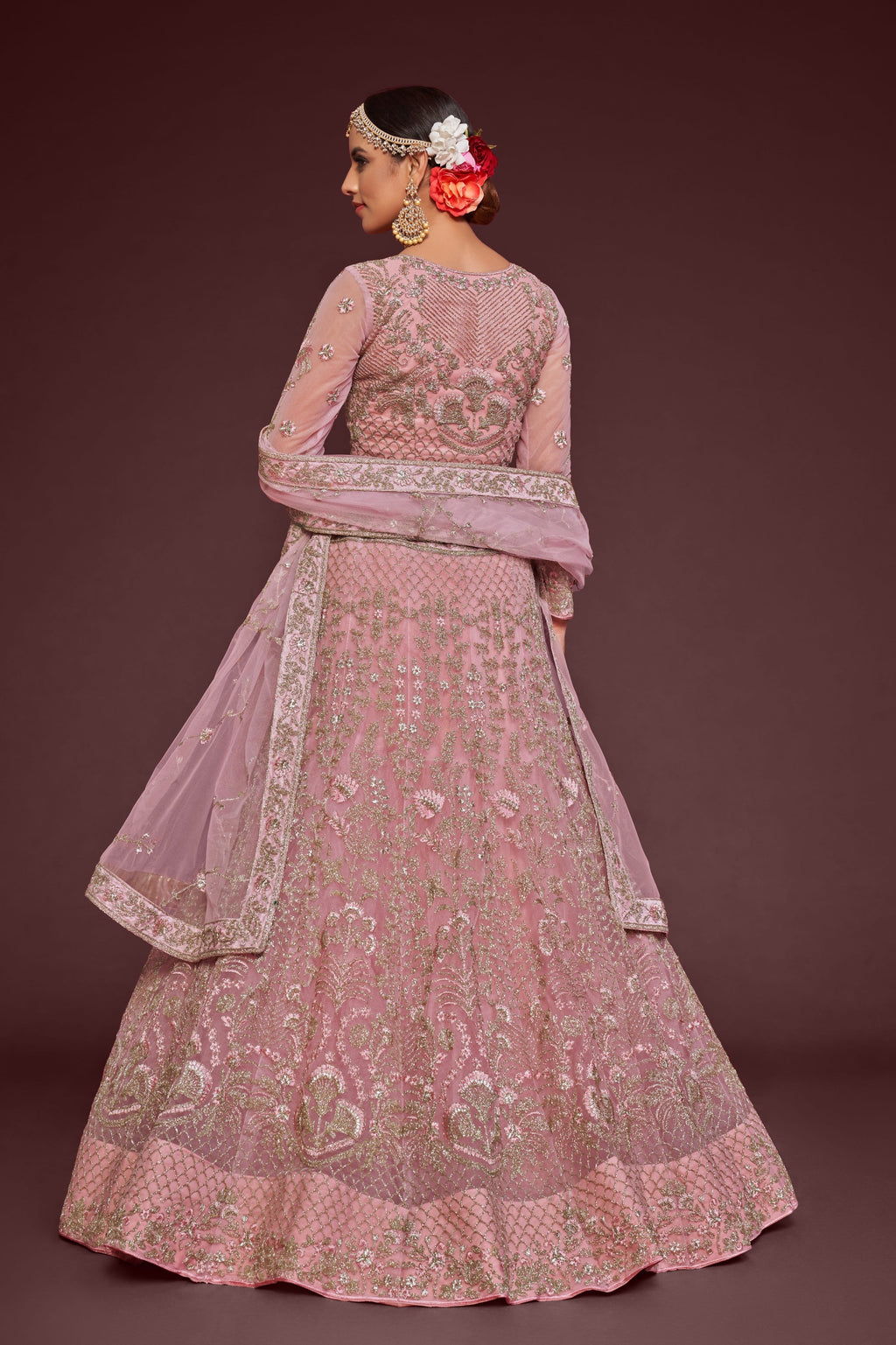 PEARL PINK SOFT NET LEHENGA CHOLI