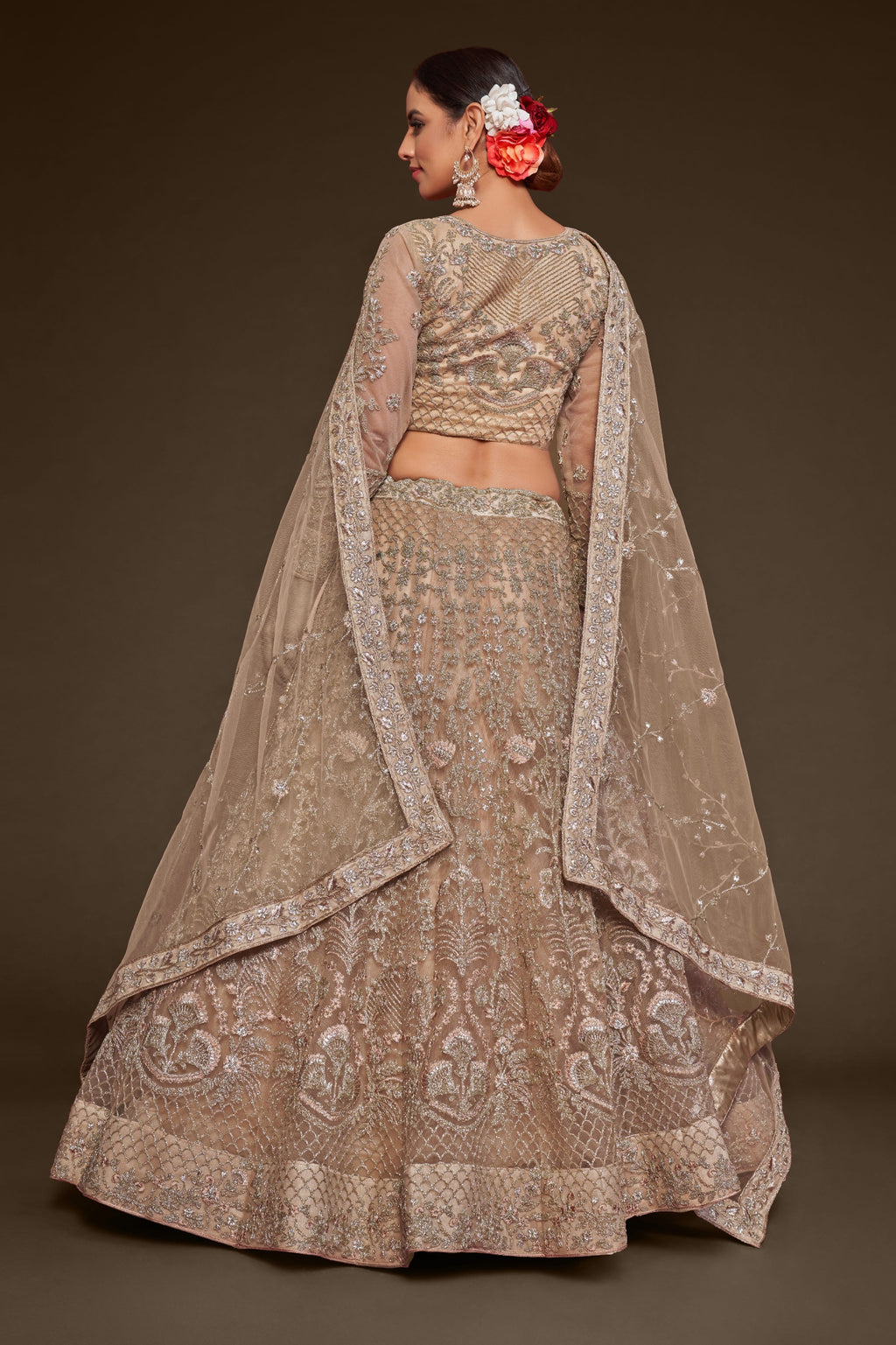 ROYAL BEIGE SOFT NET LEHENGA