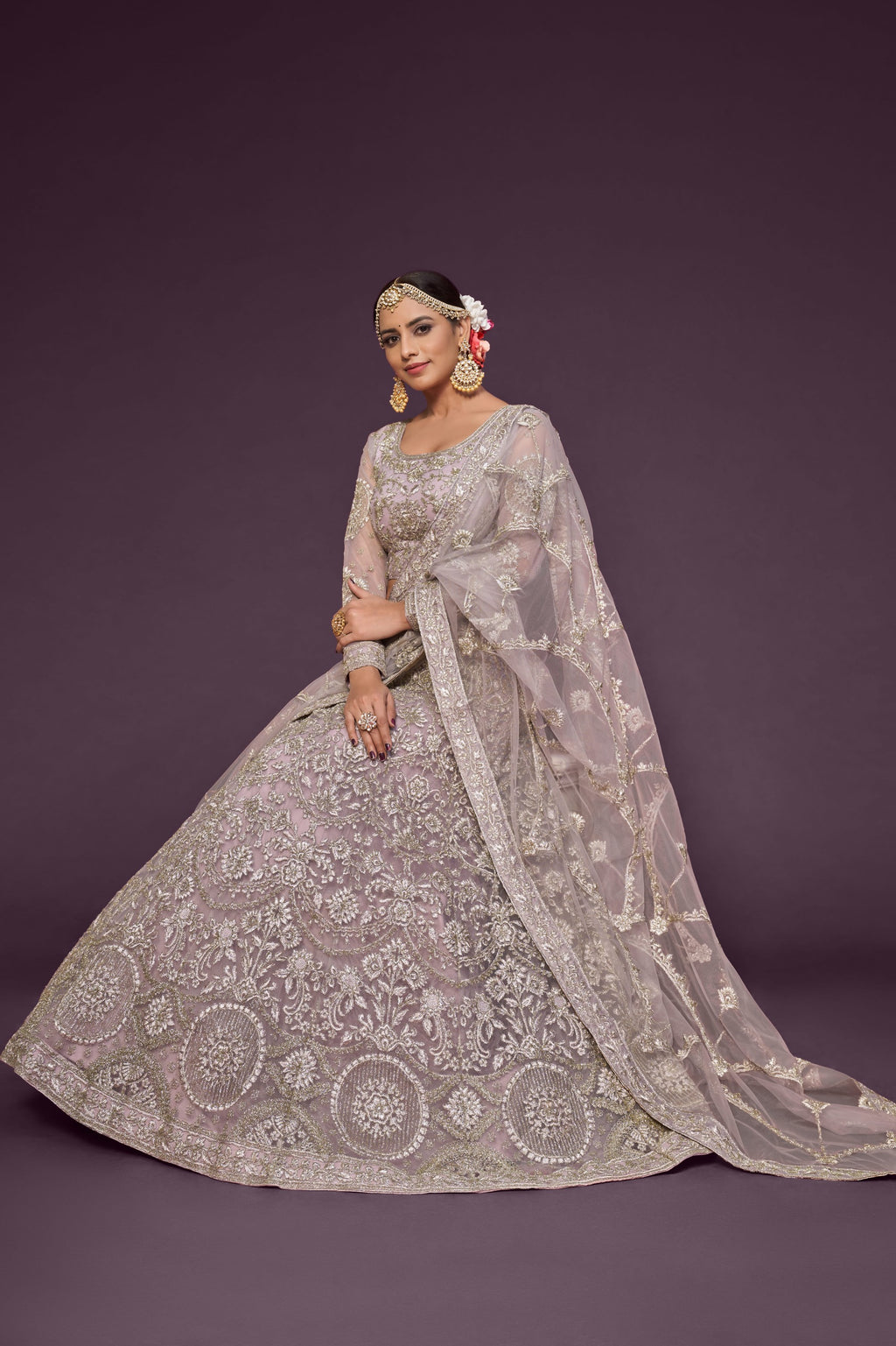 LILAC SOFT NET LEHENGA CHOLI