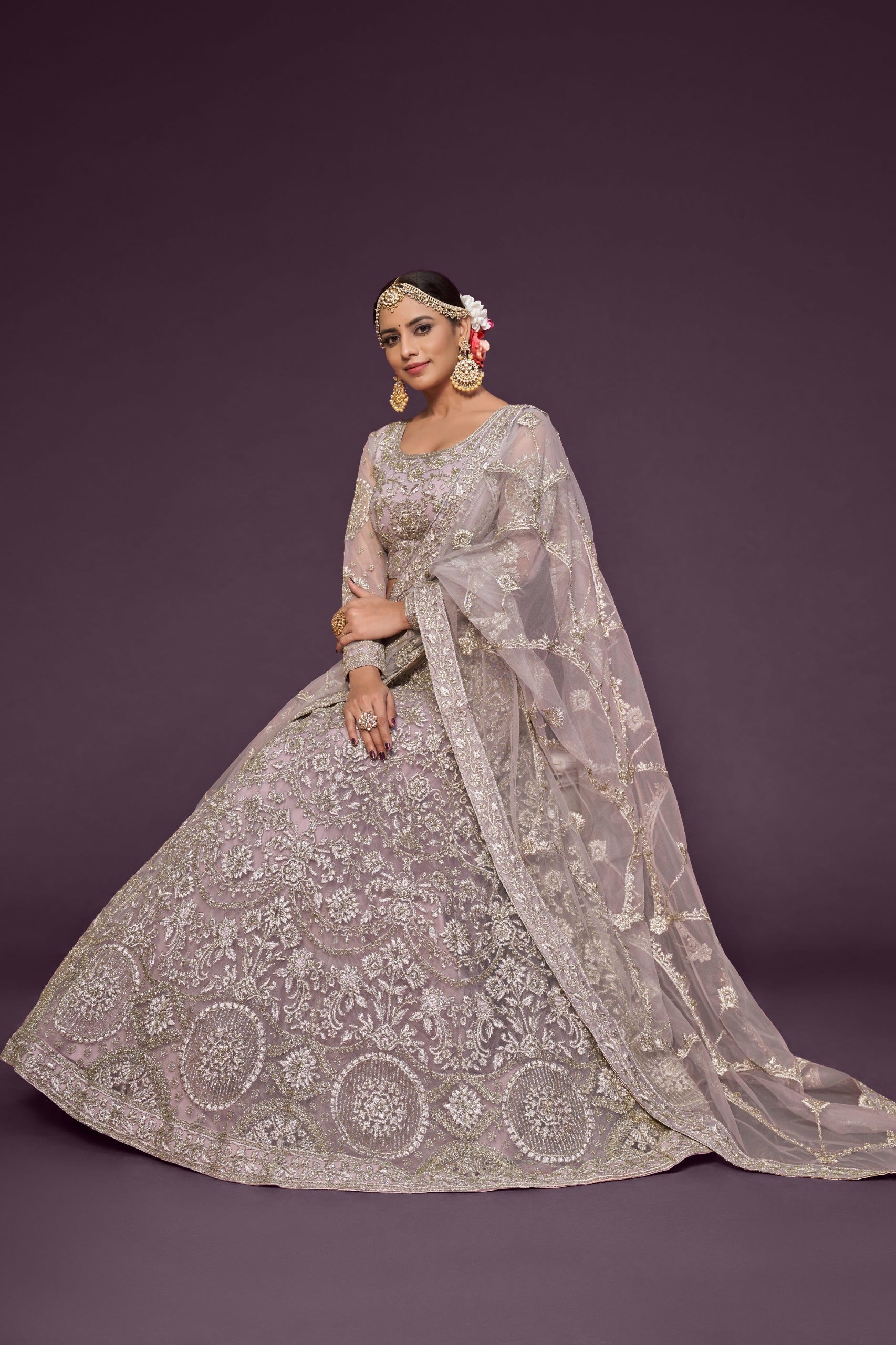 LILAC SOFT NET LEHENGA CHOLI
