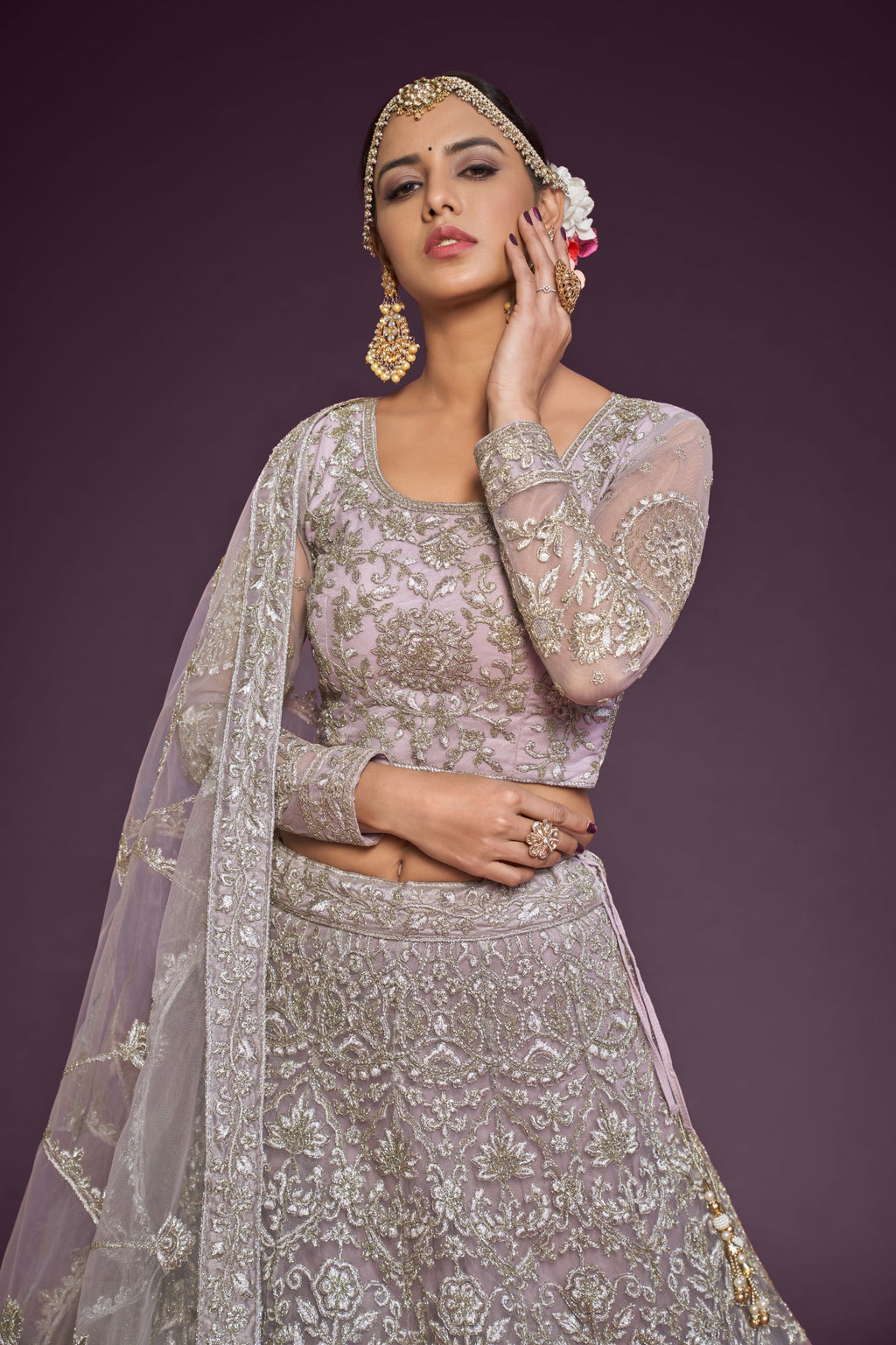 LILAC SOFT NET LEHENGA CHOLI