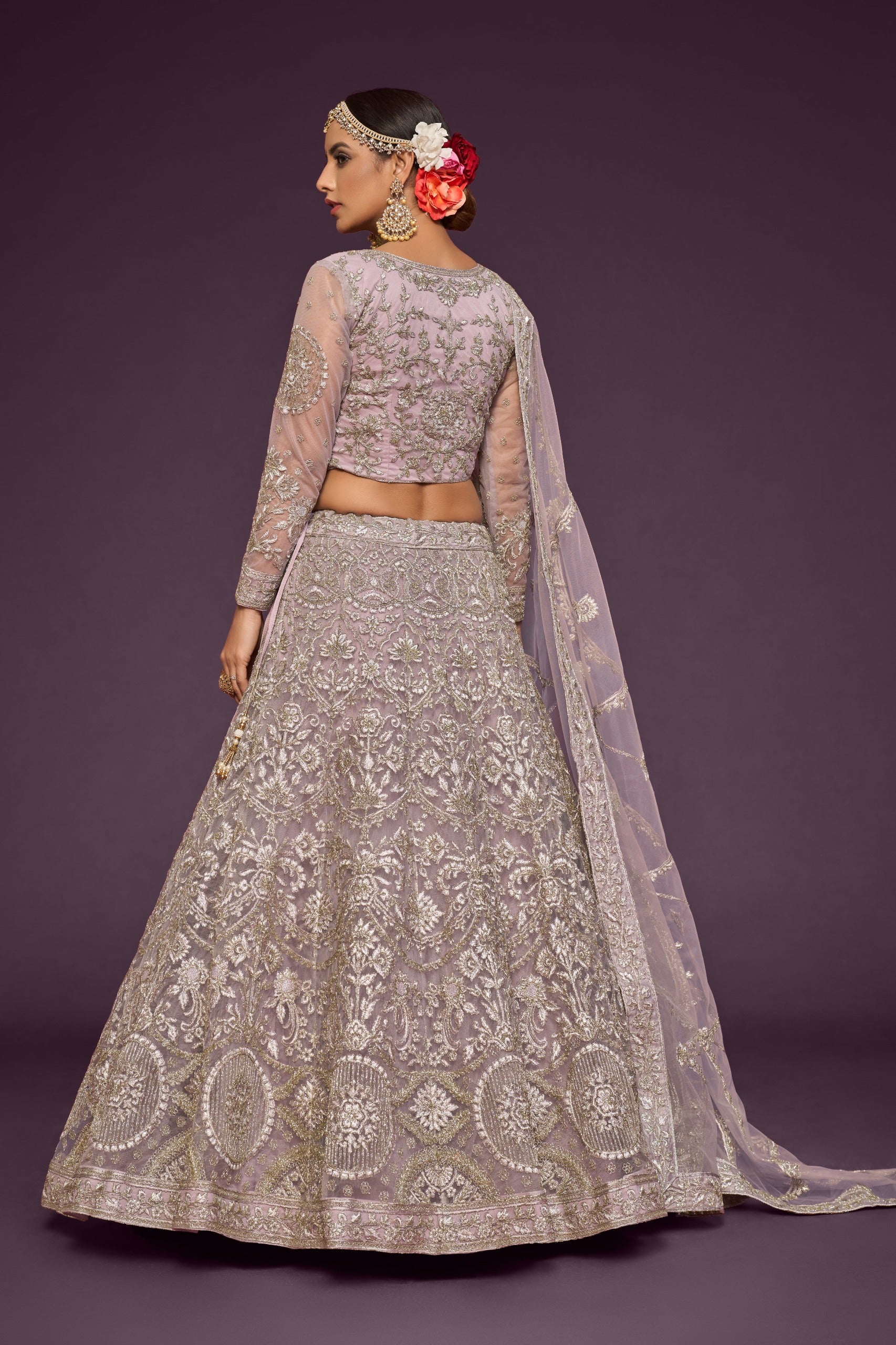 LILAC SOFT NET LEHENGA CHOLI