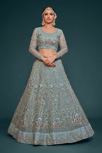 AQUA BLUE SOFT NET LEHENGA CHOLI