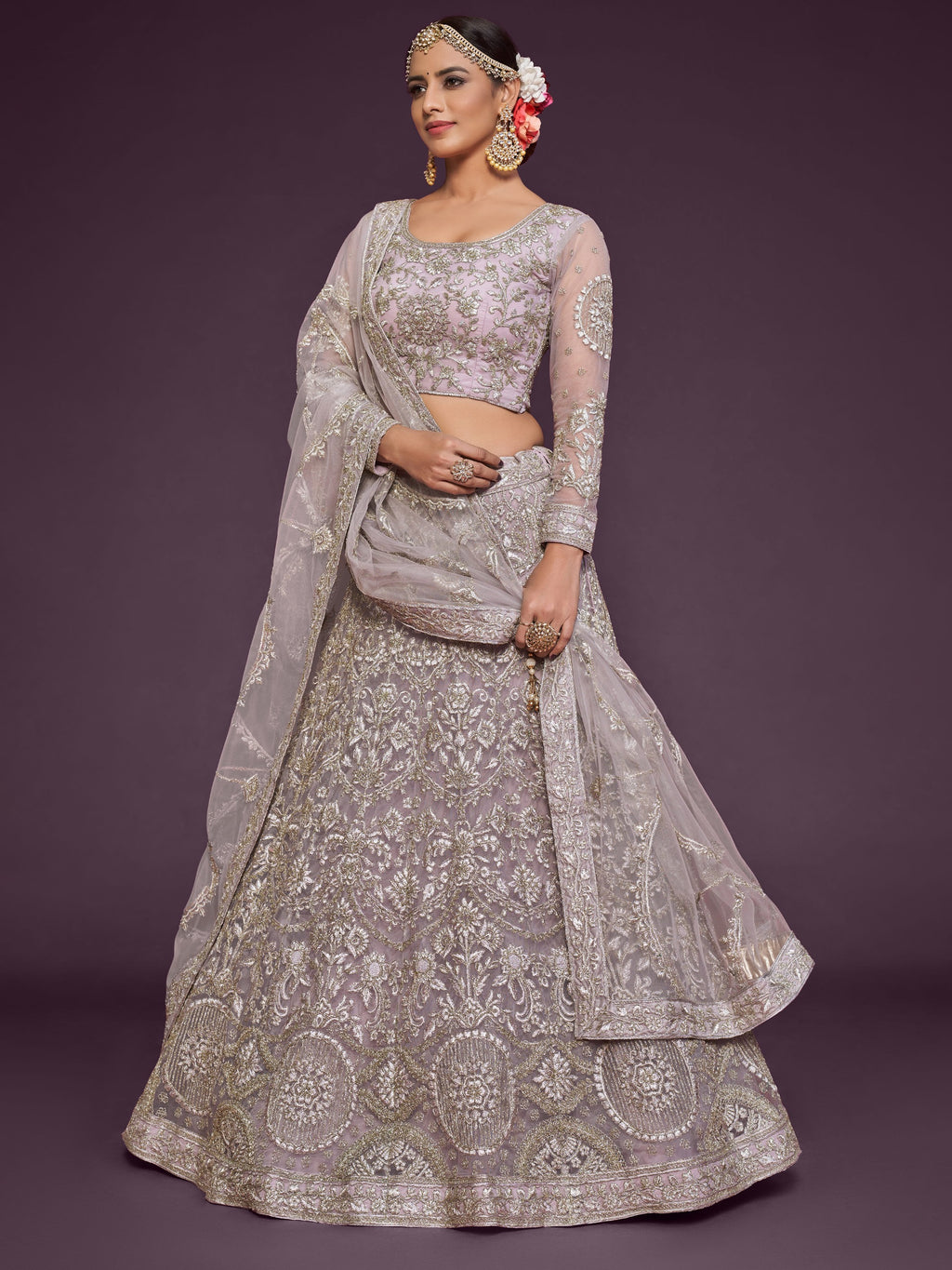 LILAC SOFT NET LEHENGA CHOLI